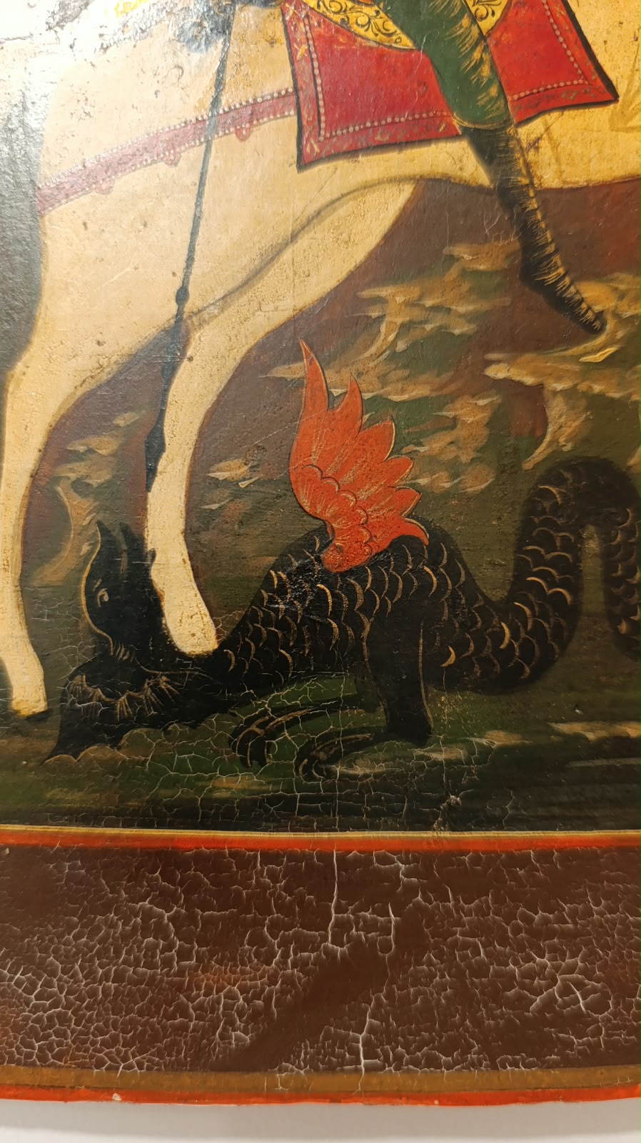 Horse and lance detail in the Saint George icon
